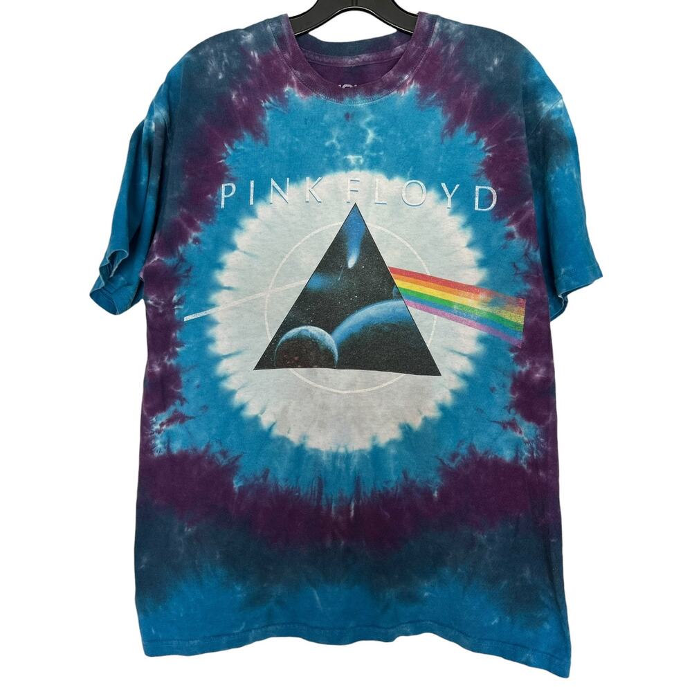 Pink Floyd Dark Side of the Moon Liquid Blue Tie Dye T-Shirt Men’s Medium